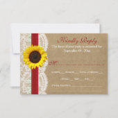 Het Collectie Kraft, Lace & Sunflower - Rood RSVP Kaartje (Voorkant)