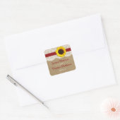 Het Collectie Kraft, Lace & Sunflower - Rood Vierkante Sticker (Envelop)