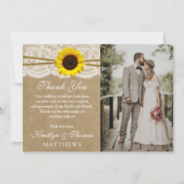 Het Collectie Kraft, Lace & Sunflower Wedding Bedankkaart