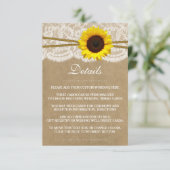 Het Collectie Kraft, Lace & Sunflower Wedding Informatiekaartje (Staand voorkant)
