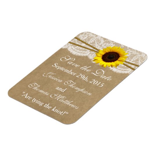 Het Collectie Kraft, Lace & Sunflower Wedding Magneet (Linkerzijde)