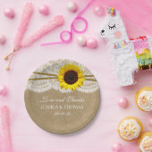 Het Collectie Kraft, Lace & Sunflower Wedding Papieren Bordje (Feest)