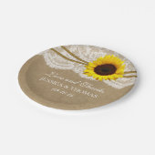 Het Collectie Kraft, Lace & Sunflower Wedding Papieren Bordje (Gekanteld)