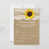 Het Collectie Kraft, Lace & Sunflower Wedding RSVP Kaartje (Voorkant)