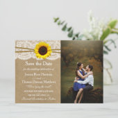 Het Collectie Kraft, Lace & Sunflower Wedding Save The Date (Staand voorkant)