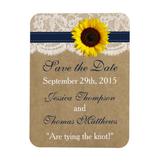 Het Collectie Kraft, Lace & Sunflower - Zeemacht Magneet (Verticaal)