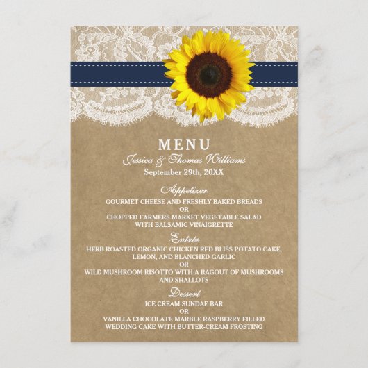 Het Collectie Kraft, Lace & Sunflower - Zeemacht Menu (Voorkant)