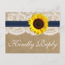 Het Collectie Kraft, Lace & Sunflower - Zeemacht Uitnodiging Briefkaart