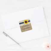 Het Collectie Kraft, Lace & Sunflower - Zeemacht Vierkante Sticker (Envelop)