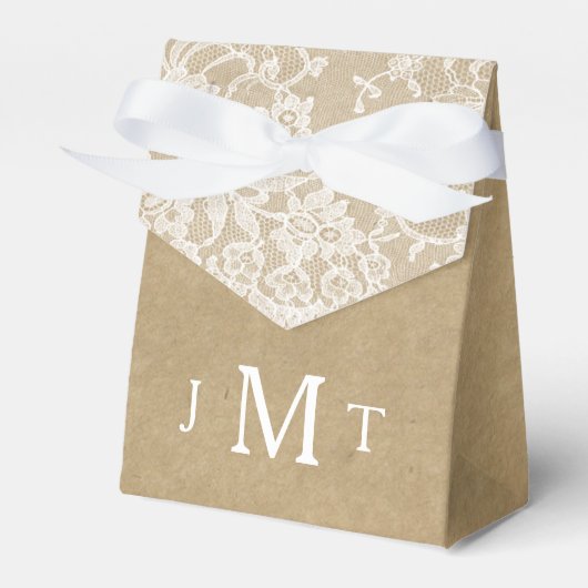 Het Collectie Kraft & Lace Wedding Bedankdoosjes (Voorkant Zijde)
