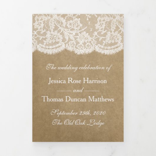 Het Collectie Kraft & Lace Wedding Drieluik Programma (Cover)