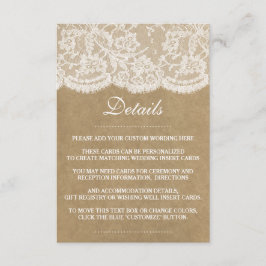 Het Collectie Kraft & Lace Wedding Informatiekaartje