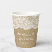 Het Collectie Kraft & Lace Wedding Papieren Bekers (Voorkant)