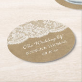 Het Collectie Kraft & Lace Wedding Ronde Kartonnen Onderzetter (Gebogen)