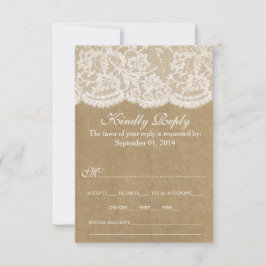 Het Collectie Kraft & Lace Wedding RSVP Kaartje