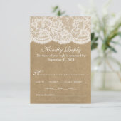 Het Collectie Kraft & Lace Wedding RSVP Kaartje (Staand voorkant)