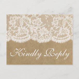 Het Collectie Kraft & Lace Wedding RSVP Uitnodiging Briefkaart