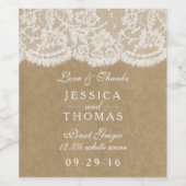 Het Collectie Kraft & Lace Wedding Wijn Etiket (Enkel label)
