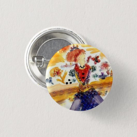 HET COLLECTIE LADY (WATERVERVEN) RONDE BUTTON 3,2 CM (Voorkant /achterkant)