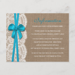 Het Collectie Rustic Blue Bow Wedding Informatiekaartje
