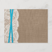 Het Collectie Rustic Blue Bow Wedding Informatiekaartje (Achterkant)