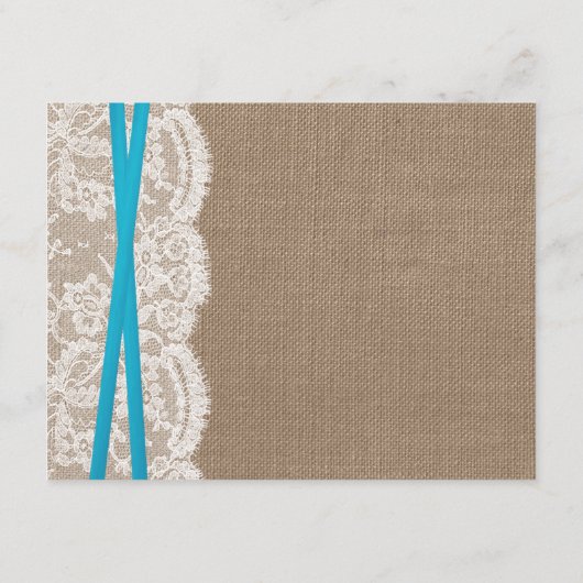 Het Collectie Rustic Blue Bow Wedding Informatiekaartje (Achterkant)