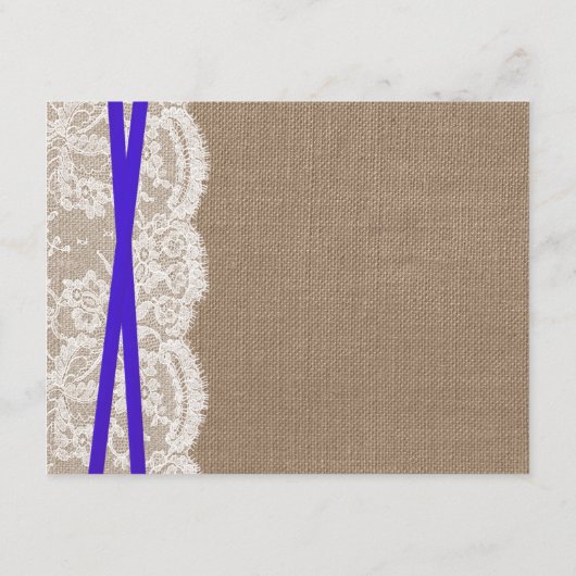 Het Collectie Rustic Blue Bow Wedding Informatiekaartje (Achterkant)