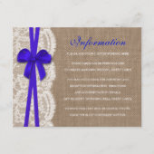 Het Collectie Rustic Blue Bow Wedding Informatiekaartje (Voorkant)