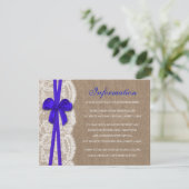 Het Collectie Rustic Blue Bow Wedding Informatiekaartje (Staand voorkant)