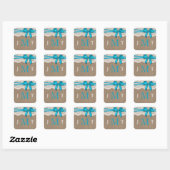 Het Collectie Rustic Blue Bow Wedding Seals Vierkante Sticker (Vel)