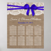 Het Collectie Rustic Blue Bow Wedding Seating Poster (Voorkant)