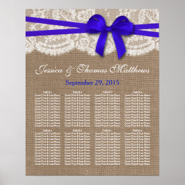 Het Collectie Rustic Blue Bow Wedding Seating Poster