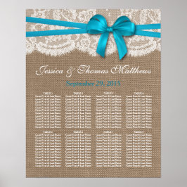 Het Collectie Rustic Blue Bow Wedding Seating Poster