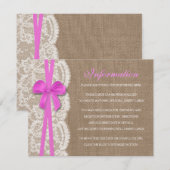 Het Collectie Rustic Pink Bow Wedding Informatiekaartje (Voorkant / Achterkant)