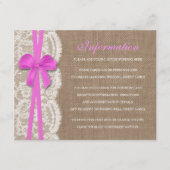 Het Collectie Rustic Pink Bow Wedding Informatiekaartje (Voorkant)