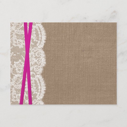 Het Collectie Rustic Pink Bow Wedding Informatiekaartje (Achterkant)