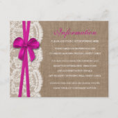 Het Collectie Rustic Pink Bow Wedding Informatiekaartje (Voorkant)