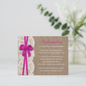 Het Collectie Rustic Pink Bow Wedding Informatiekaartje (Staand voorkant)