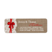 Het Collectie Rustic Red Bow Wedding Etiket (Voorkant)