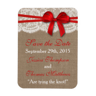 Het Collectie Rustic Red Bow Wedding Magneet
