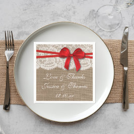 Het Collectie Rustic Red Bow Wedding Servetten