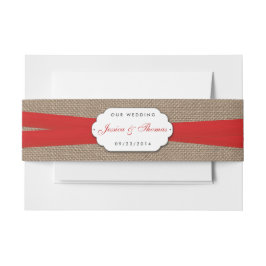 Het Collectie Rustic Red Bow Wedding Uitnodigingen Wikkel