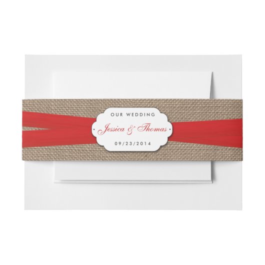 Het Collectie Rustic Red Bow Wedding Uitnodigingen Wikkel (Voorkant Voorbeeld)