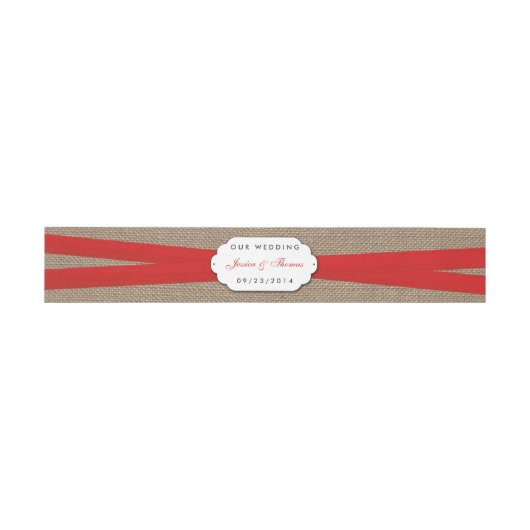 Het Collectie Rustic Red Bow Wedding Uitnodigingen Wikkel (Vlak)