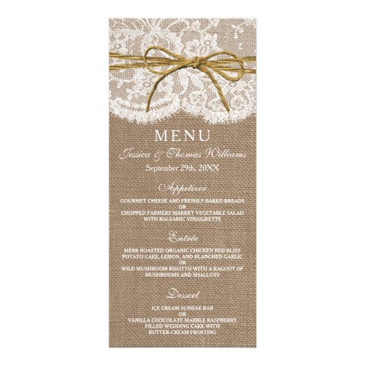Het Collectie Rustic Twine Bow Wedding - Menu (Voorkant)