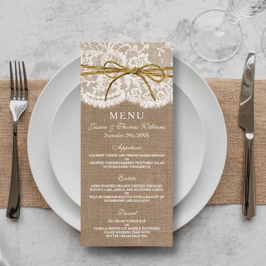 Het Collectie Rustic Twine Bow Wedding - Menu