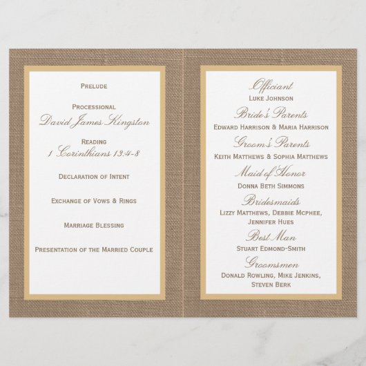 Het Collectie van de Beach Burlap Wedding van het  (Achterkant)