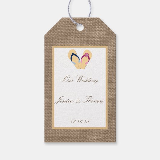 Het Collectie van de Beach Burlap Wedding van het Cadeaulabel (Voorkant)