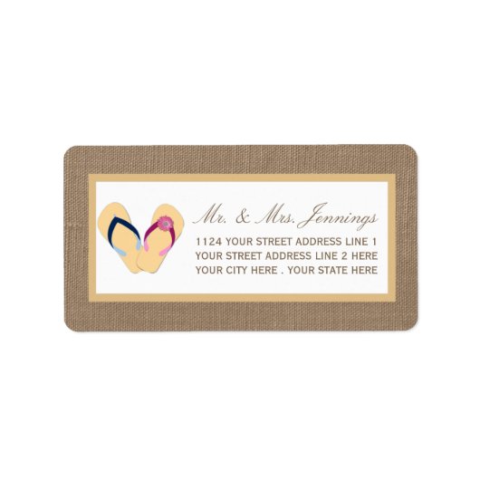 Het Collectie van de Beach Burlap Wedding van het  Etiket (Voorkant)