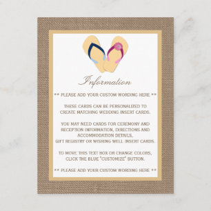 Het Collectie van de Beach Burlap Wedding van het Informatiekaartje
